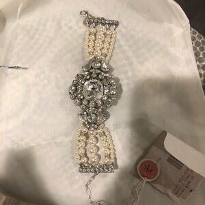 Haute bride 5 pearl/crystal bracelet/brooch NWT